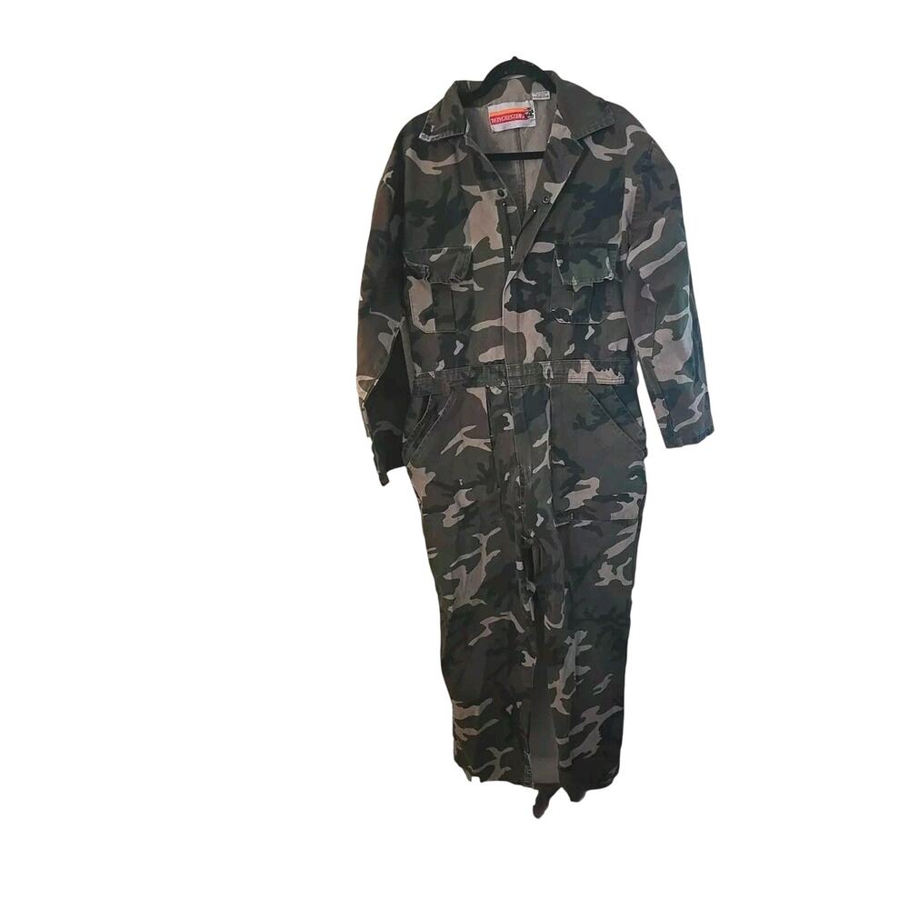 Vintage Winchester US Army Green Woodland Camo Military Coveralls Men's Sz Large